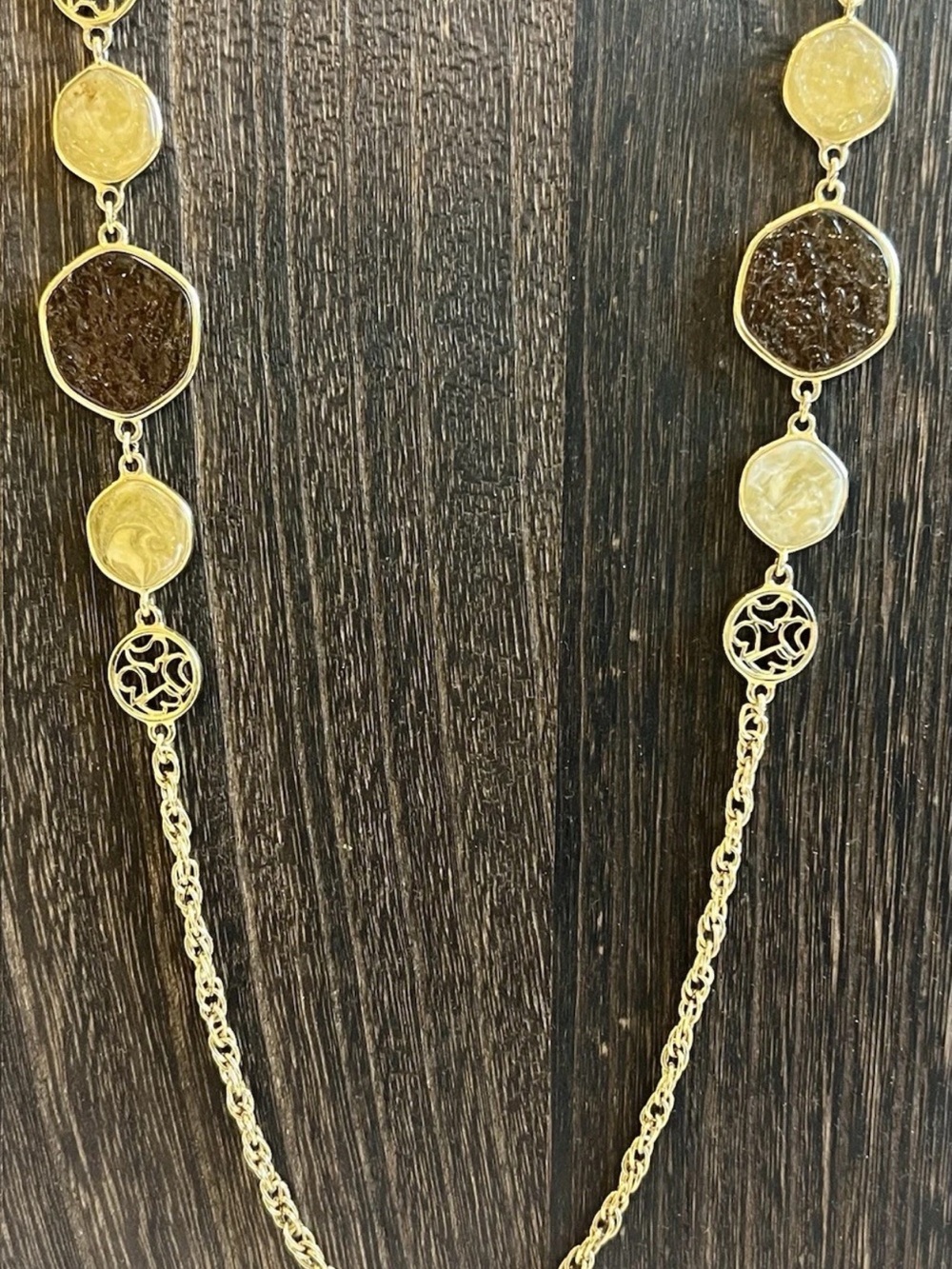 Amber-Tone Hexagon Pendant Necklace Sarah Covington-  Women Jewelry